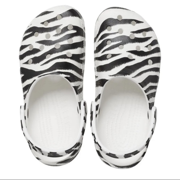 Men Sz Crocs Classic Zebra Animal Print Clog Slip On Slide Sandal 206676-1DE NWT - Picture 3 of 6